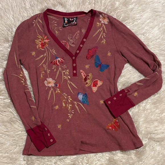 Johnny Was Tops - Embroidered Butterfly Long Sleeve Top